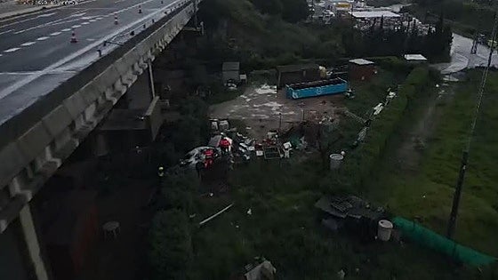 Video: Driver trapped after car plunges off AP-7 motorway bridge on Costa del Sol