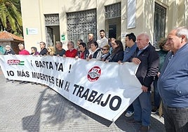 Trade union members at the protest in Malaga city on Tuesday.