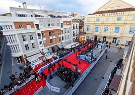The red carpet outside Malaga's Cervantes theatre, the main venue for the film festival.