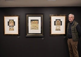 Valentín Kovatchev with some of his works in the exhibition at Museum Jorge Rando.