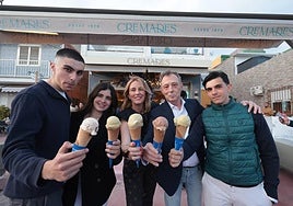 The Cremades family, in front of the renovated ice cream parlour.