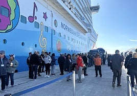 Passengers getting off the cruise ship.