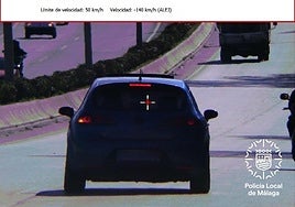 Image of the car caught speeding at almost three times the maximum permitted speed.