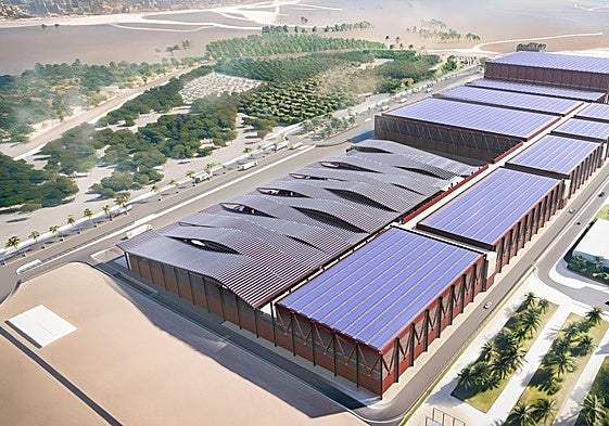 Recreation of the complex to be built by Faccsa to the south of Estación de Cártama.