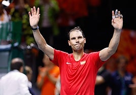 Tennis player Rafa Nadal on a court in Malaga.