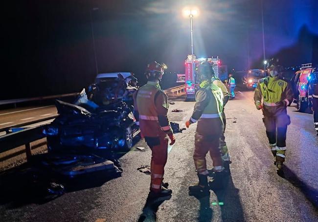 Scene of the fatal accident on the AP-66 motorway in Spain.