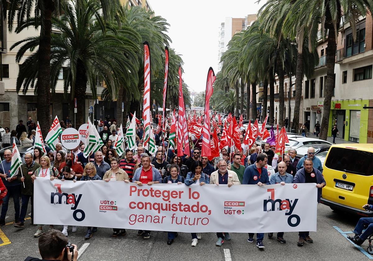Thousands of people take to the streets in Malaga to defend labour rights won in the face of the ultra-right wave