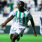 Antequera defender Fomeyem celebrates the equaliser in the 96th minute.