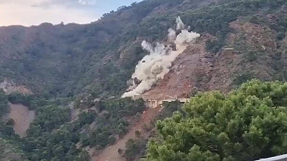 Watch as explosives are used on closed road as work continues apace to reopen key link between Ronda and Costa del Sol