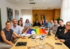 The mayor and members of the LGBT+ community at the recent meeting.