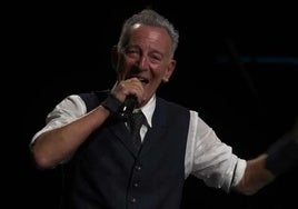 Bruce Springsteen at the start of his concert in Manchester on Wednesday night.