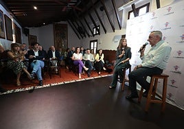 Dignitaries attending the opening of the foundation's Jacaranda freedom house, with director-general, Antonio Jiménez Fuentes, speaking.