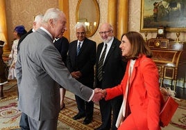 King Charles III with Gibraltar parliament speaker Karen Ramagge.