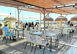 Terrace of a beach bar in Torremolinos.