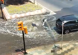 Moment of the water leak.