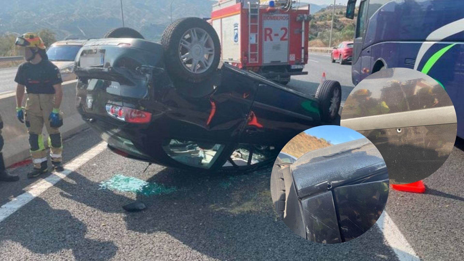 Car pierced by bullets and driver shot in leg on A-7 motorway on the Costa ...