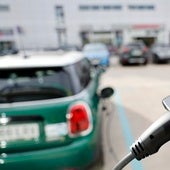 Recharging an electric car.