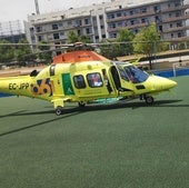 The 061 helicopter, moments before transferring the injured man to hospital.