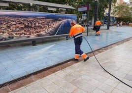 Street cleaning in Torre del Mar.