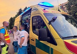 Archive image of medical personnel attending to an injured person.