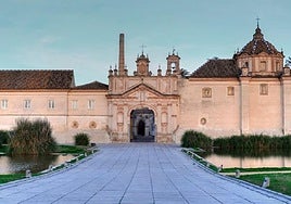 The monastery with one of the chimneys in the background.