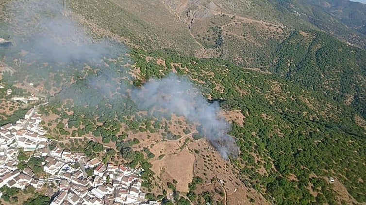 Helicopters tackle forest fire on outskirts of Serranía de Ronda village