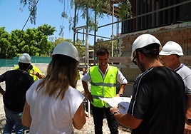 Councillor for works Diego López on a visit to the construction site of the new Nueva Andalucía health centre in Marbella.