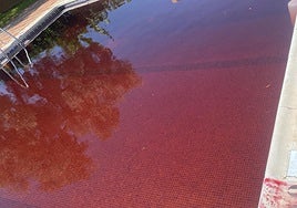 The pool dyed red.