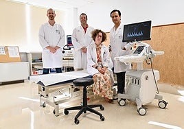 The members of the stroke team at Clínico, with Dr Carlos Cruz on the left.