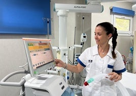 A ventilator in the intensive care unt of the Hospital HM Santa Elena.