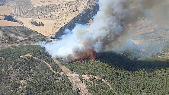 Twelve aircraft and almost 100 firefighters tackle major wildfire in north of Malaga province as emergency plan activated