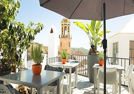 View of Cómpeta church from Almijara Residence.
