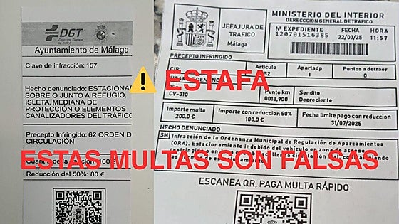 Local Police in Malaga warn of official-looking motoring 'fines' using DGT logo