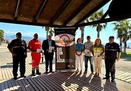 Representatives during the presentation of the 'Ojo con el agua' campaign in Torre del Mar.