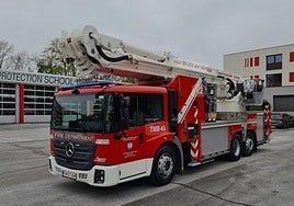 Fire engine with the additional aerial ladder platform.