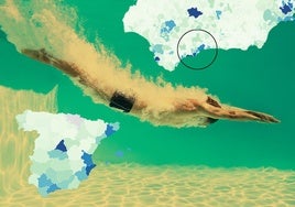 Which are the cities, towns and villages in Spain with the most swimming pools per head of population?