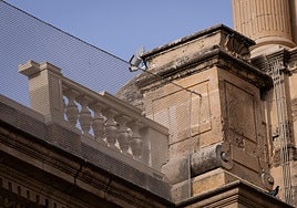 First section of the new balustrade that has been placed next to the tower.