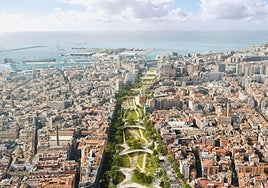 Simulation of the chosen proposal for the 'plaza-bridges' and the urban course of the riverbed.
