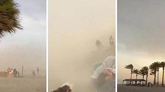 Videos capture the moment freak weather caused chaos on the beaches of Spain's Costa Tropical forcing them to be evacuated