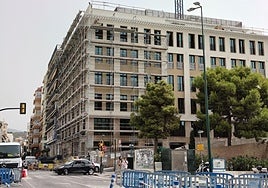 The main façade of former FC Barcelona footballer Gerard Piqué's new luxury hotel in Malaga.
