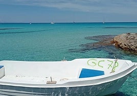 A small boat intercepted by the Guardia Civil.