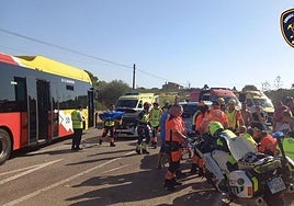 Accident in Palma de Mallorca on 30 August with nine people injured when a bus, a van and a car collided.