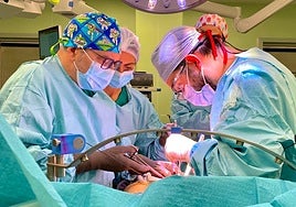 A liver transplant in progress at the Hospital Regional in Malaga.
