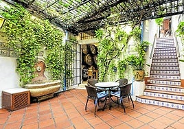 The restaurant has a striking traditional decor.