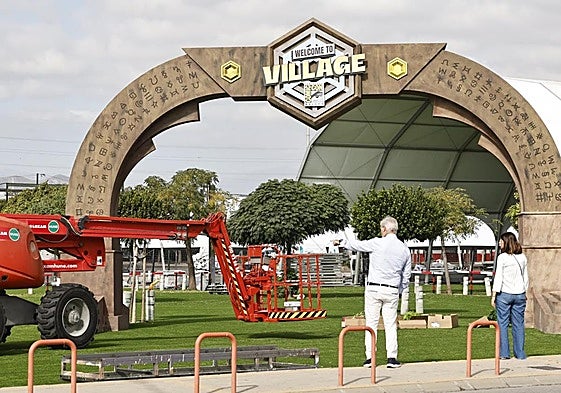 The entrance arch to the 'Village', where work is currently underway.