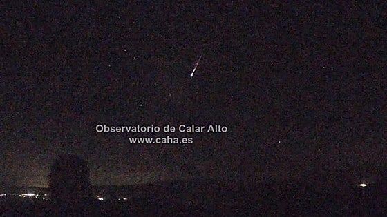 Brilliant fireball streaks across the sky off the south coast of Spain at 88,000 kilometres per hour