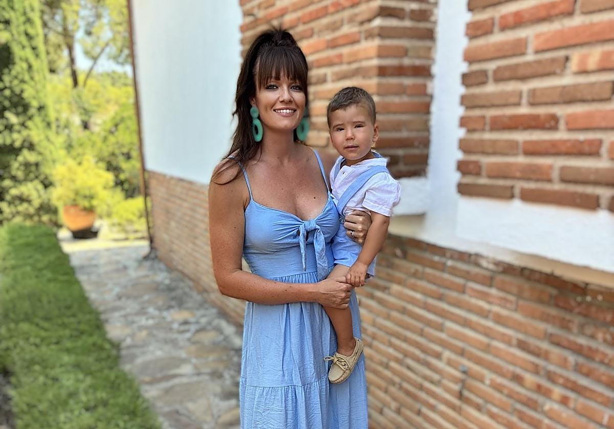Vanessa Rodrigo Jakubowski with her son at her home on the Costa del Sol.