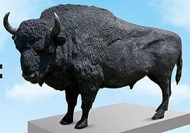 End-of-life rubber tyres crafted into massive 750-kilo European bison sculpture in Spain