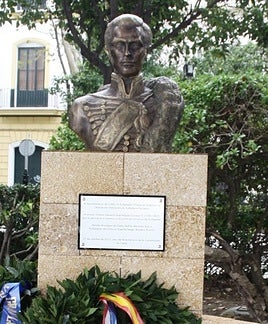 His bronze bust in Cadiz.
