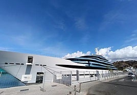 The Kaos, moored in the megayacht marina in the port of Malaga.